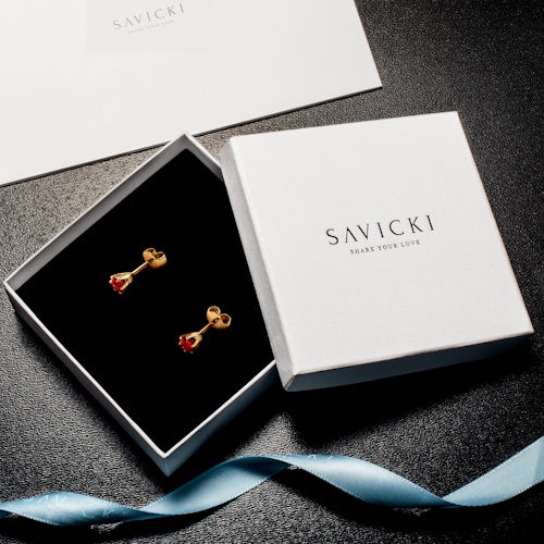 Kolczyki The Journey: złote, rubiny